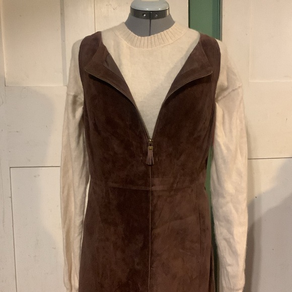 2/$50 NWT Isaac Mizrahi Zip Front Suede Jumper Collegiate Retro Business Rustic - Picture 11 of 13